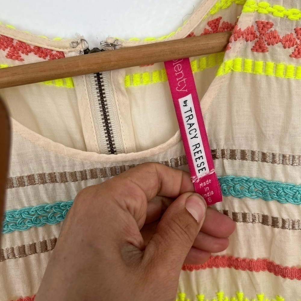 Plenty by Tracy Reese / Sunglow Neon Embroidered Fit and Flare Dress - Picture 4 of 6